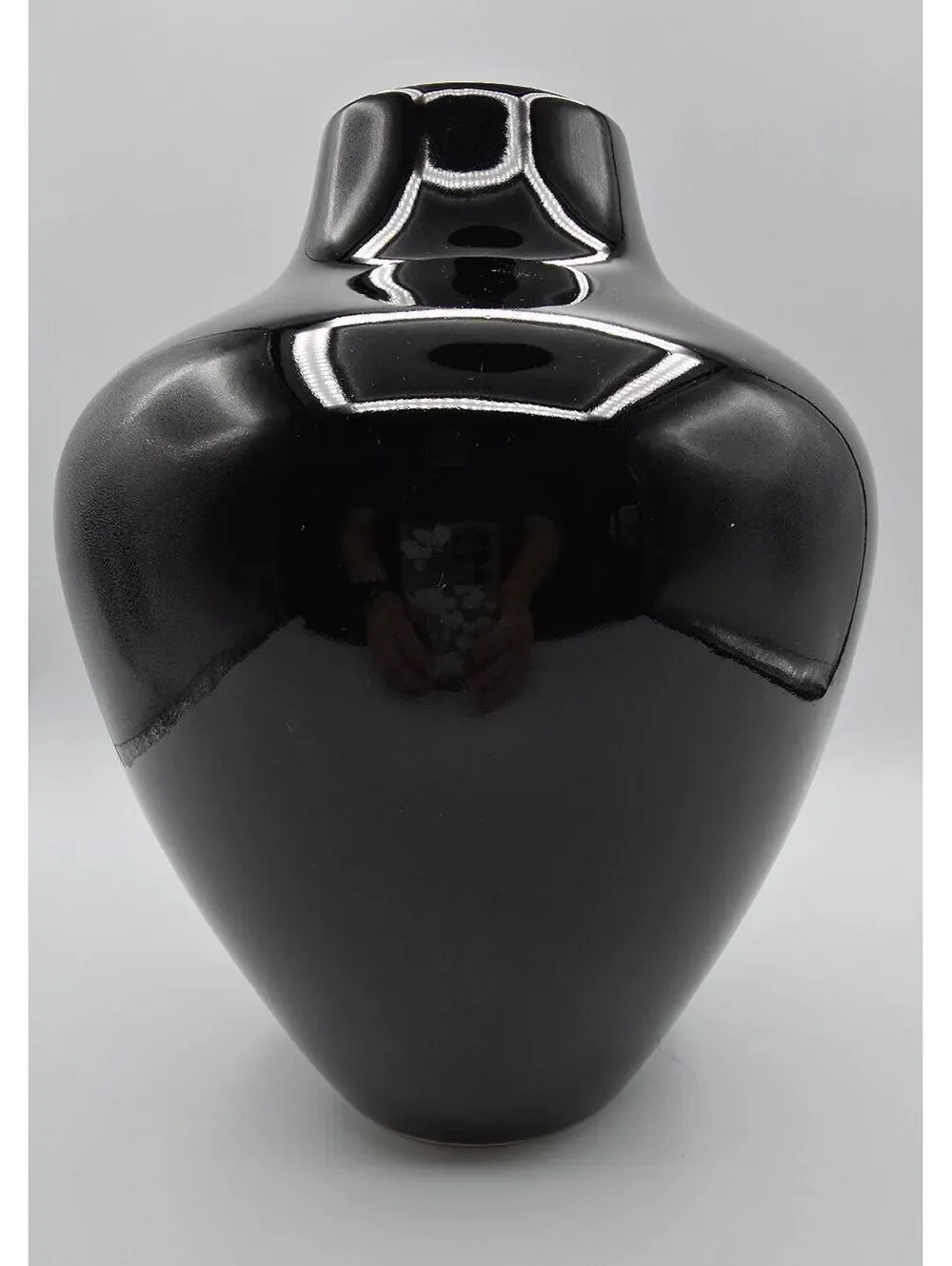 Vintage Larry Laslo for Mikasa Black Ceramic Vase Japan 1980s Modernist 9.5